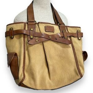 Fossil Tan and Brown Tote Bag